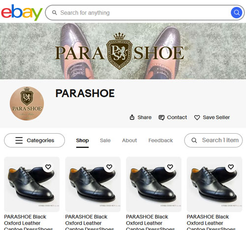 PARASHOE（パラシュー）ebayストア トップページ